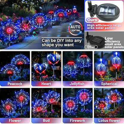 Anordsem Solar Lights Outdoor Waterproof: Garden Light Solar Powered for Yard Outside - LED Sparkler Fireworks Colorful Lighting Patio Decor 6 Pack - Gardening Gifts for Women Men Gardener