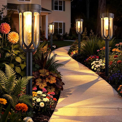 Lomotech Solar Pathway Lights - 8 Pack Solar Lights Outdoor Waterproof, Bright LED Solar Garden Lights for Patio Landscape Lawn Yard Walkway Driveway (Warm White)