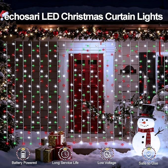 Christmas Porch String Lights, 8ft 300 LED Waterproof