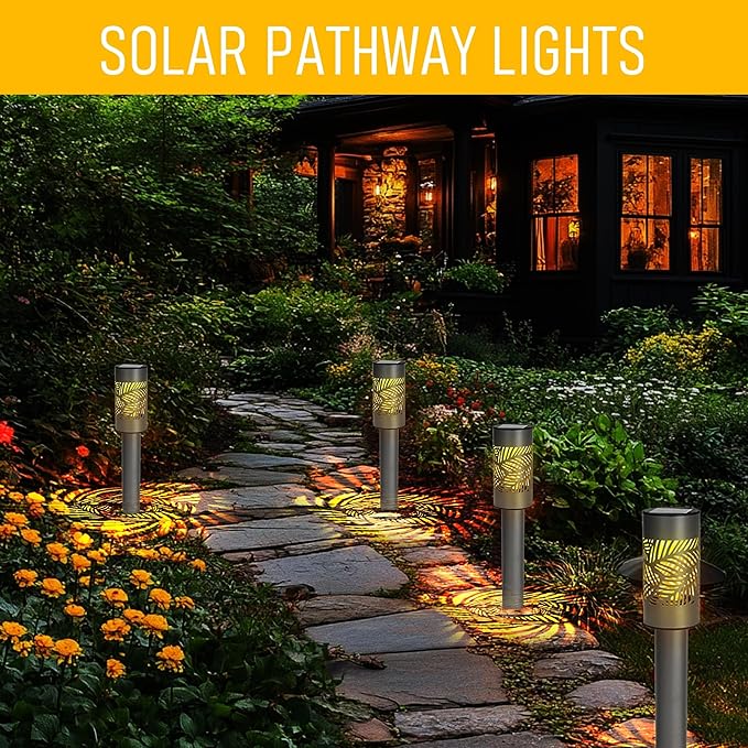 Warm White Solar Pathway Lights 12-Pack, Driveway LED