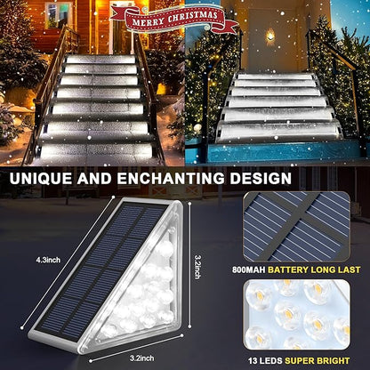 LED Solar Step Lights Waterproof Outdoor Stair Lights, Solar Deck Light Outdoor Decor IP67 Solar Lights for Yard, Patio, Garden, Walkways, Front Door, Pathway, Driveway (8)