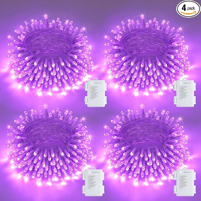 Christmas Fairy Lights 4-Pack, 5ft 50 LED Battery Twinkle Lights