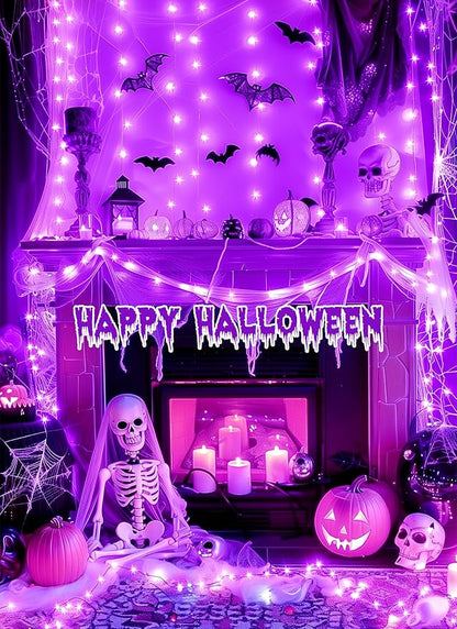 4-Pack 132ft Halloween LED String Lights, Waterproof Timer Lights