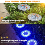 16-Pack Solar Ground Disk Lights, Blue Waterproof LED