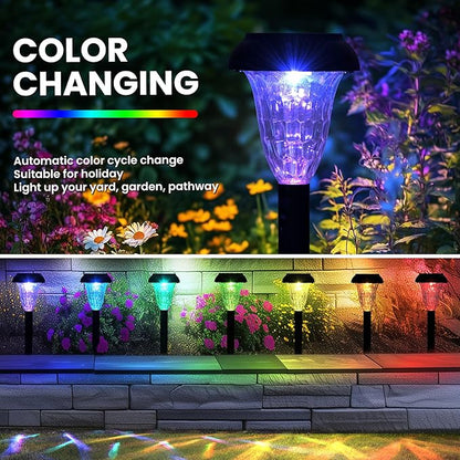 Solar Pathway Lights Outdoor Waterproof 8 Pack Color Changing Garden Light for Yard Patio Driveway Walkway Lawn Landscape Lighting for Outdoor Decor