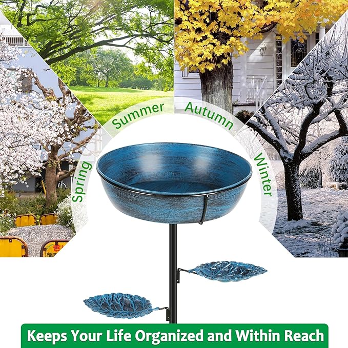 Freestanding Bird Bath & Feeder, Outdoor Metal