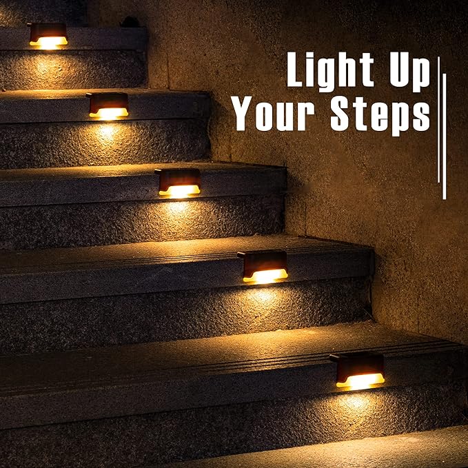 16-Pack Solar Stair Step Lights, Warm White Waterproof