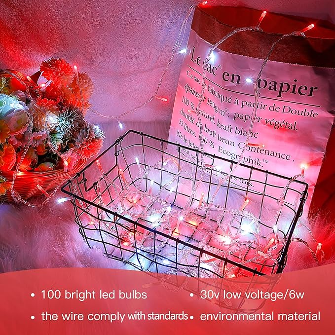 Christmas Fairy Lights, 33ft 100 LED Battery Twinkle Lights