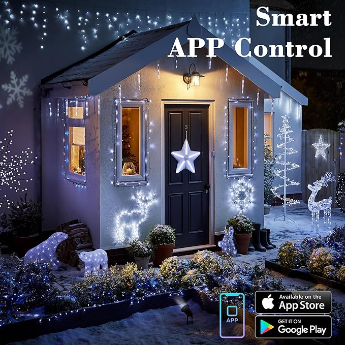 200 LED Christmas Twinkle Lights, 66ft Waterproof for Porch