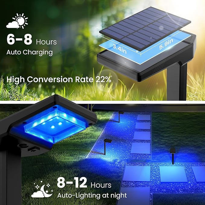 4-Pack Solar Pathway Lights, Waterproof LED Driveway Lights