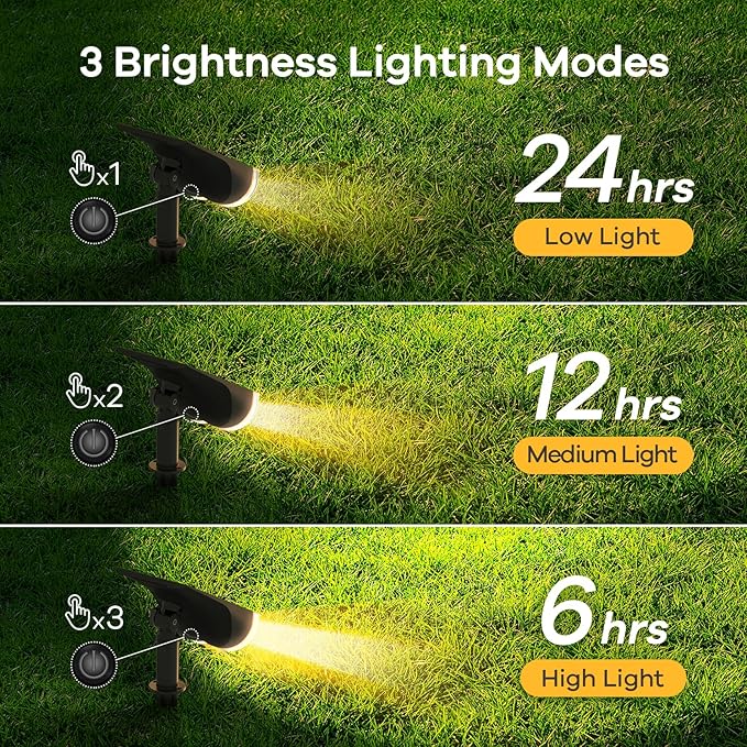 6-Pack Solar Spotlights, Waterproof Garden LED
