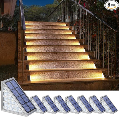 NIORSUN Outdoor Step Lights,8 Pack Warm White Solar Step Lights Waterproof IP67 Auto On Off,Solar Lights for Steps,Stair,Patio,Yard,Porch,Front Door,Sidewalk,Deck Decor