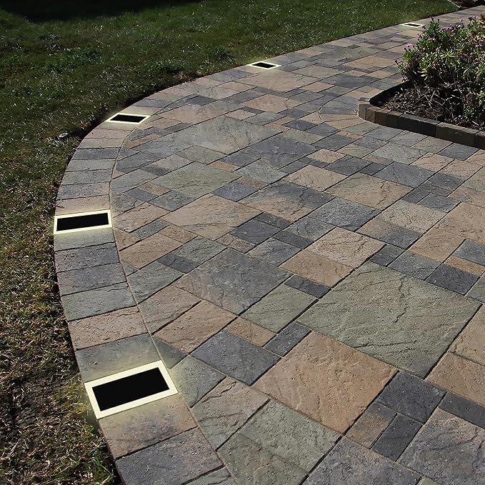 LUMENGY Solar Paver Light 6x9 inch (5.82x8.85), Stainless Steel with Tempered Glass, 2700K Warm White Glare-Free Lighting for Driveways, Walkways and Patios, IP67 Waterproof, Drive-Over Rated