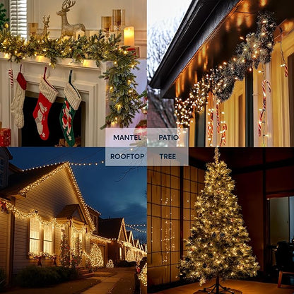 Joiedomi LED Christmas String Lights,200 Count 66.3FT Battery Operated Christmas Tree Fairy Lights with 8 Modes,Multifunction Green Wire for Xmas Decor Party Holiday House,Warm White