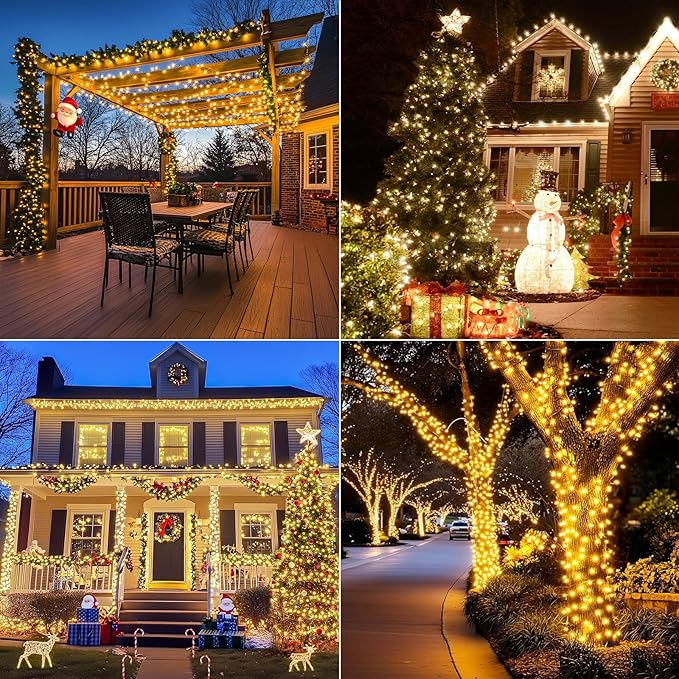 4-Pack 160ft Christmas LED String Lights, Waterproof Timer Lights