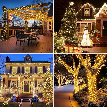 4-Pack 160ft Christmas LED String Lights, Waterproof Timer Lights