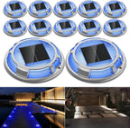 12-Pack Solar Dock Lights, White Waterproof LED