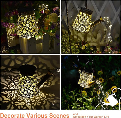 Solar Watering Can Lights with Cascading Lights,Solar Lantern Light Outdoor,Large Hanging Solar Powered Lantern Outdoor,Garden Porch Patio Yard Decor,Gardening Gifts for Women