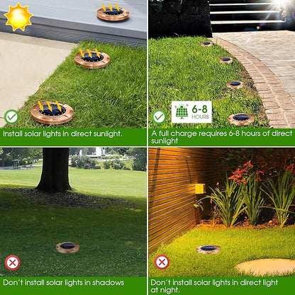 Biling Solar Ground Lights Outdoor 8 Pack, Bright 16 LEDs Solar Lights Outdoor Waterproof, Bronze Landscape Lights Solar Powered for Yard Garden Walkway Pathway Driveway (White)