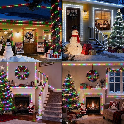 66ft 200LED Rope Light Outdoor String Lights, 24 Colors+Warm White Outdoor LED Lights Plug in, RGB Color Changing Fairy Light with Remote Rope Lighting for Camping Garden Patio Décor