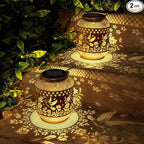 2-Pack Classic Hummingbird Solar Lanterns for Outdoor, Waterproof LED
