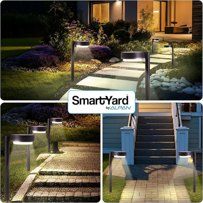 Solar Pathway Lights – 4 Pack, 6 Lumens LED, Warm White Light, Weather-Resistant Aluminum & Stainless Steel, Outdoor Garden Lighting, Easy Stake Installation, Waterproof, Durable for Yard & Pathways