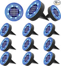 12-Pack Blue Flat Solar Walkway Lights, Waterproof LED