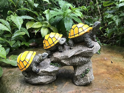 Solar Powered Turtles on Log Outdoor Accent Lighting LED Garden Light Decor