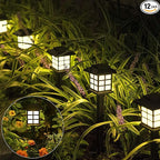 12-Pack Warm White Solar Path Lights, Outdoor Driveway LED