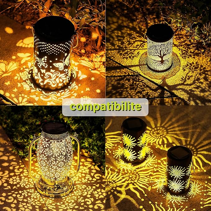 4 Pack Solar Lights Replacement Top, (Top Size 3.15 inch, Bottom Size 2.76 inch) Solar Lantern Light Lids, Waterproof Replacement Parts for Outdoor Hanging Lanterns(Warm White)