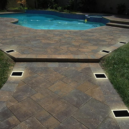 LUMENGY Solar Paver Light 6x9 inch (5.82x8.85), Stainless Steel with Tempered Glass, 2700K Warm White Glare-Free Lighting for Driveways, Walkways and Patios, IP67 Waterproof, Drive-Over Rated