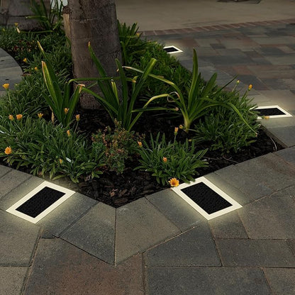 LUMENGY Solar Paver Light 4×8 inch (3.93x7.87), Stainless Steel with Tempered Glass, 2700K Warm White Glare-Free Lighting for Driveways, Walkways and Patios, IP67 Waterproof, Drive-Over Rated