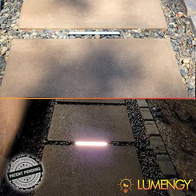 LUMENGY Paver Light Slim 0.5x6 Inch (0.55x5.9), 2700K Warm White, Glare-Free Linear Lighting for Driveways, Walkways and Paver Borders, 12V Hardwired, IP67 Waterproof, Drive-Over Rated