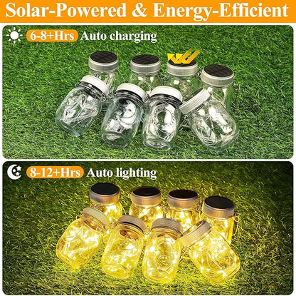 Mlambert 12 Pack Outdoor Solar Lanterns, Waterproof Hanging Mini Mason Jar Solar Lights for Backyard Garden Yard Patio Tree Decoration, Warm White